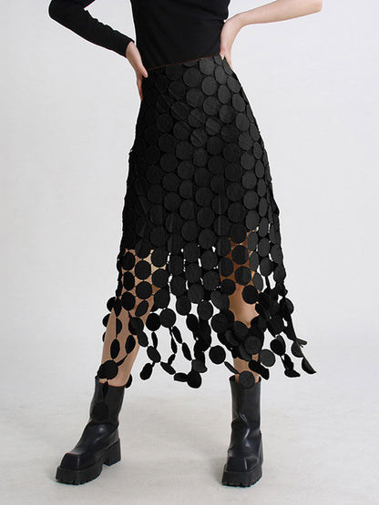 Skirts Black Raised Waist Elegant Long Women's Bottoms