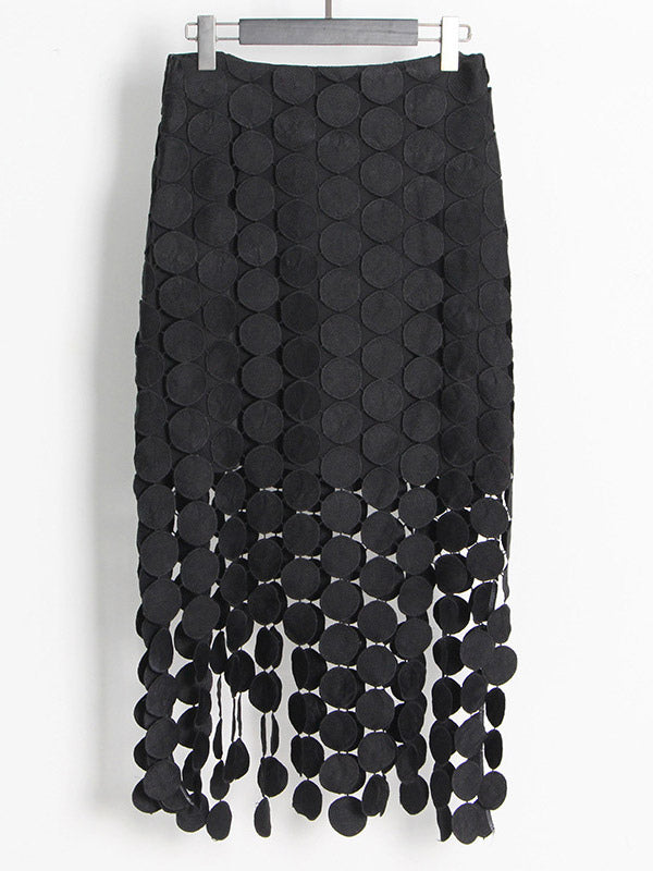 Skirts Black Raised Waist Elegant Long Women's Bottoms