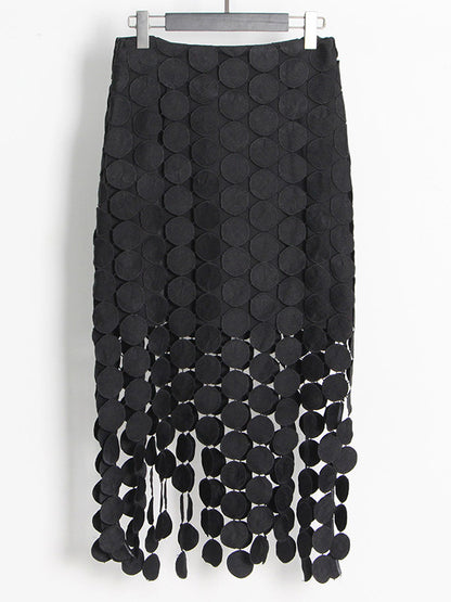 Skirts Black Raised Waist Elegant Long Women's Bottoms