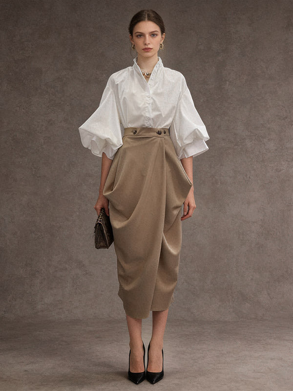 Skirts Khaki Elegant Clothes Spring Long Women's Bottoms