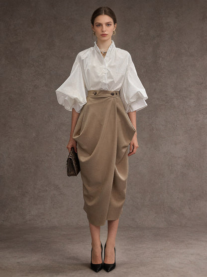 Skirts Khaki Elegant Clothes Spring Long Women's Bottoms