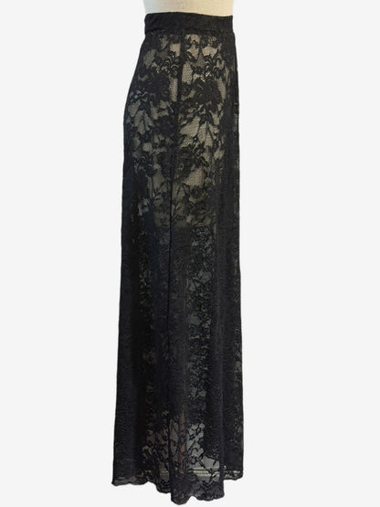 Skirts Black Lace Raised Waist Sexy Sheer Long Women's Bottoms