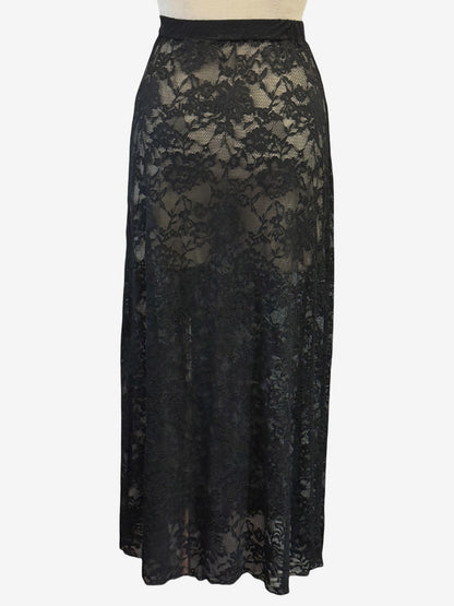 Skirts Black Lace Raised Waist Sexy Sheer Long Women's Bottoms