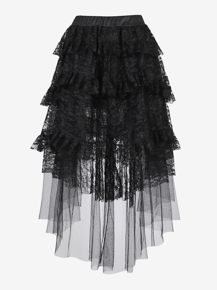 Skirts Black Sexy Irregular Floral Print Fall Knee Length Women's Bottoms