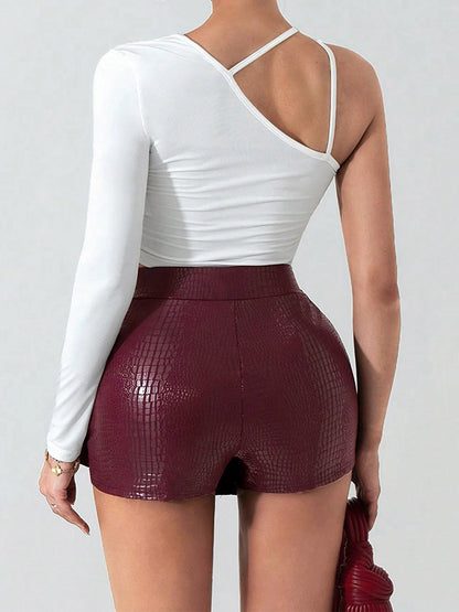 Skirts Burgundy Slim Fit Raised Waist Sexy Mini Women's Bottoms