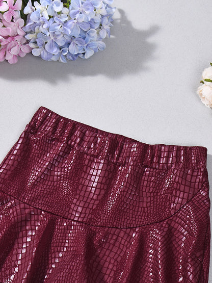 Skirts Burgundy Slim Fit Raised Waist Sexy Mini Women's Bottoms