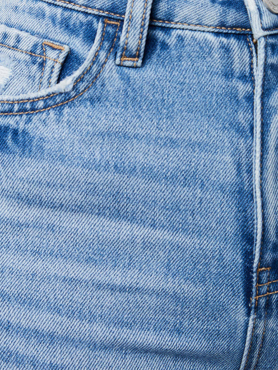 Jeans Bottoms SexyCasual Fringe Raised Waist Denim Jeans