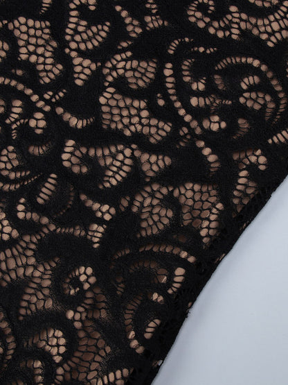 Night Out Dresses Black Lace Halter Deep V Ruffle Mini Dress Bodycon Nightclub Party Outfit