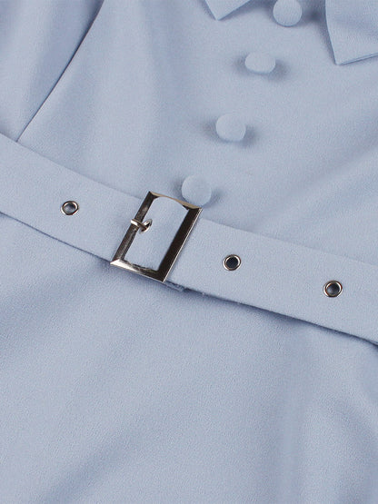 Vintage Dresses 1950s Vintage Swing Dress Bow Tie Collar Short Sleeve Tea Party Dress