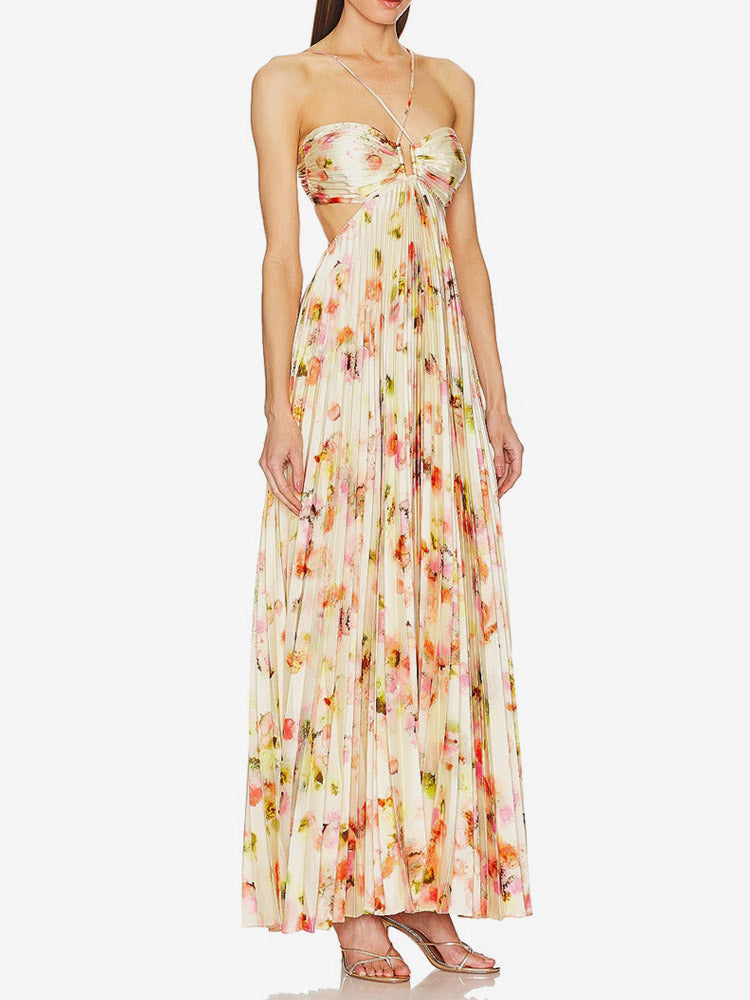 Party Dresses Floral Print Backless Spaghetti Strap Maxi Dress Summer Boho Beach Long Dress