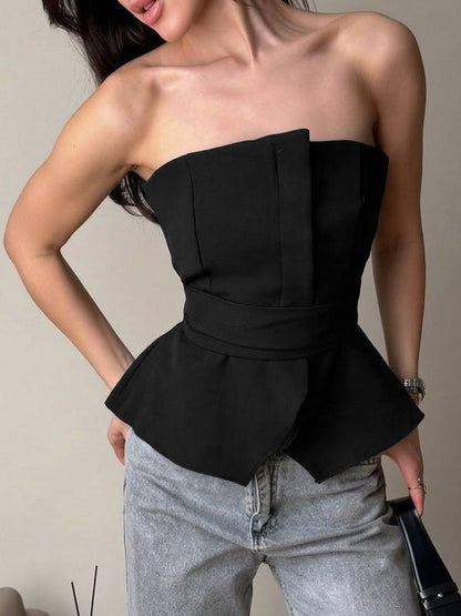 Brown Cami Top Strapless Casual Women Camis