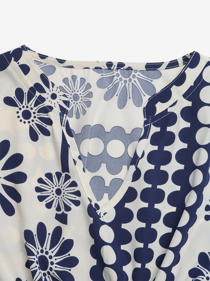 Vacation Dress Flowy Vintage Floral Maxi V Neck Puff Sleeve Summer Dress