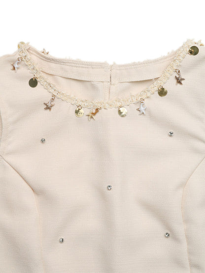 Women Beaded Star Trim Sleeveless Tank Elastic Waist Shorts 2 Piece Linen Set