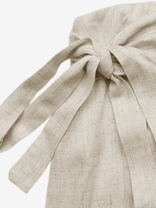 Women Linen Wrap Skort Side Tie Mini Skirt Light Apricot Casual Summer Shorts