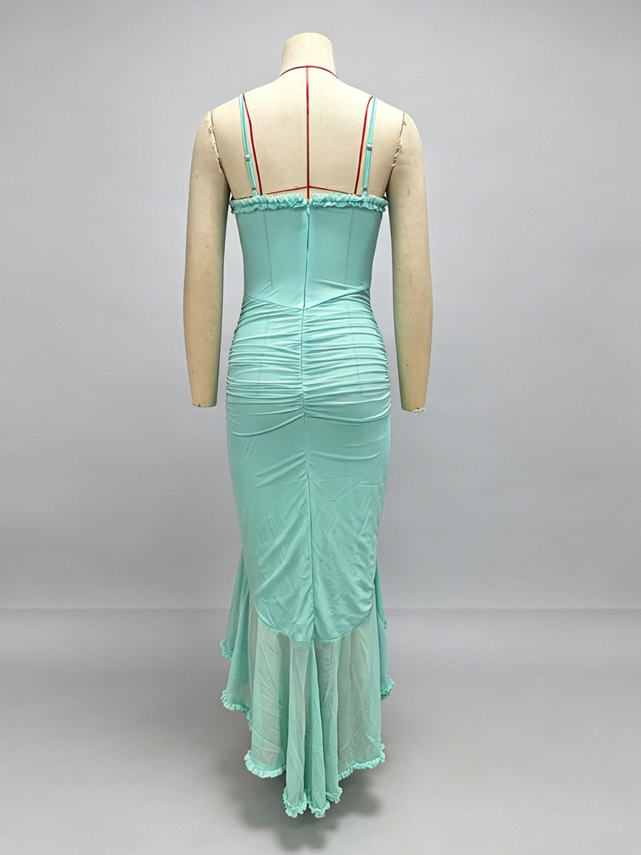 Party Dress Maxi Black Straps Neck Sleeveless Clothes Sexy Semi Formal Dress