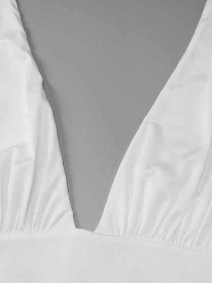 Two Piece Sets White Chic Lace Up Street Wear V-Neck Sleeveless Skirt Set