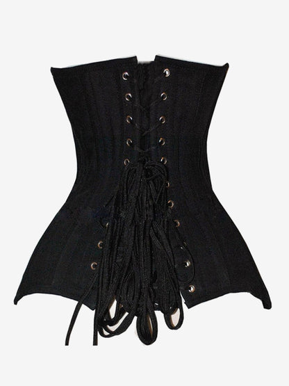 Solid Matte Underbust Corset Front Hooks Back Lace Up Waist Trainer