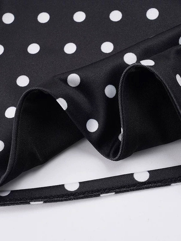 Polka Dot Thin Strap Side Cutout Back Tie Bodysuit