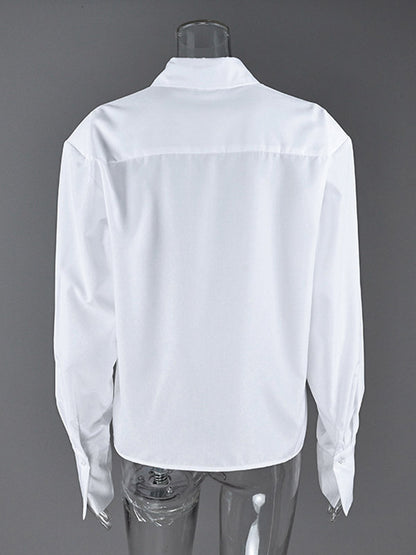 Oversized Point Collar Wide Cuff Long Sleeve Dress Shirt