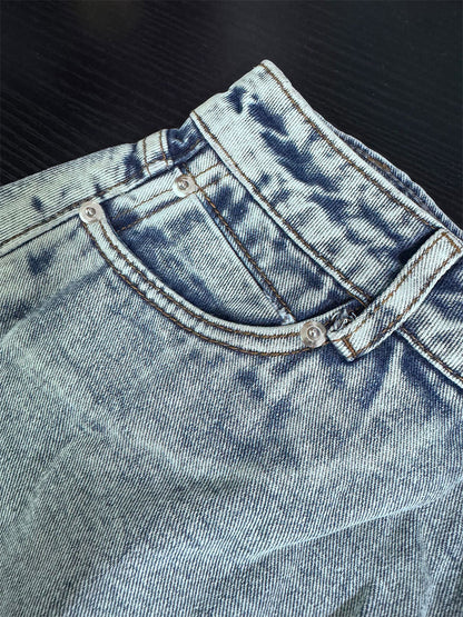 High Waist Raw Fringe Hem Wide Leg Denim Shorts Loose A Line Cutoff Shorts