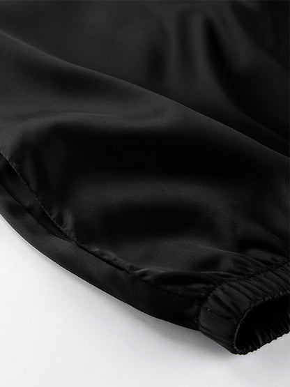 Wide Leg Pants Satin Ruffle Flare Elastic Waist Women Casual Pants Wide Leg Pants