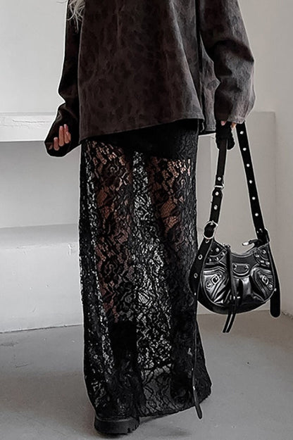 Lace Cutout A-Line Skirt