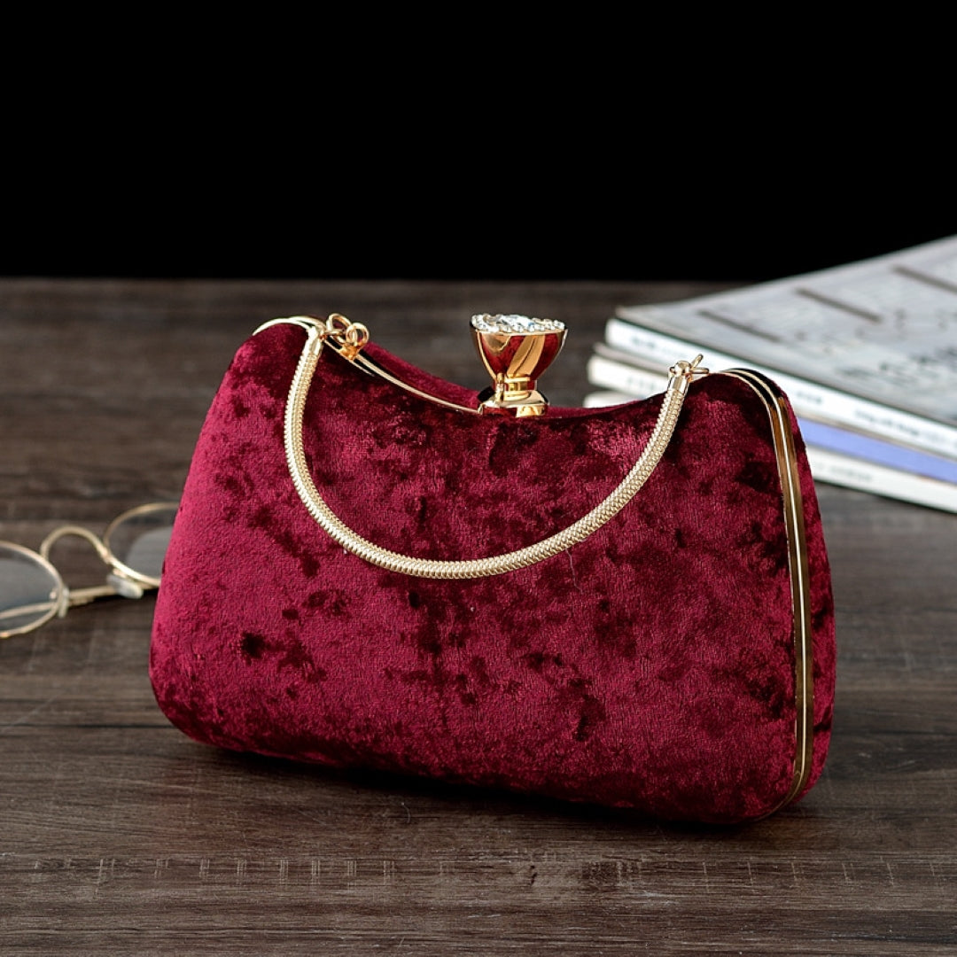 Velvet Clutch Bag with Flask