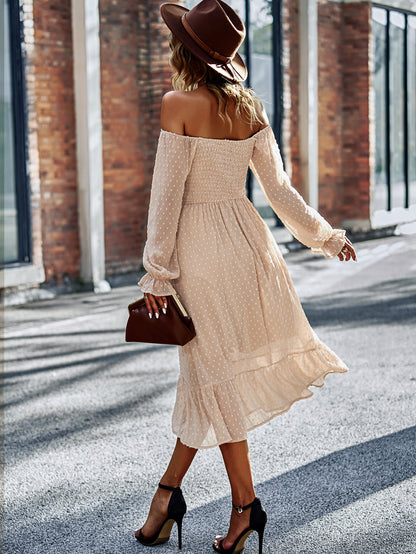 Pleated Long Sleeves Midi Dress