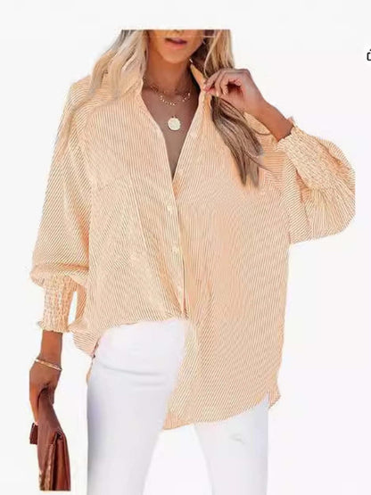 Loose-fit Long Sleeve Stripes Stripes Shirts