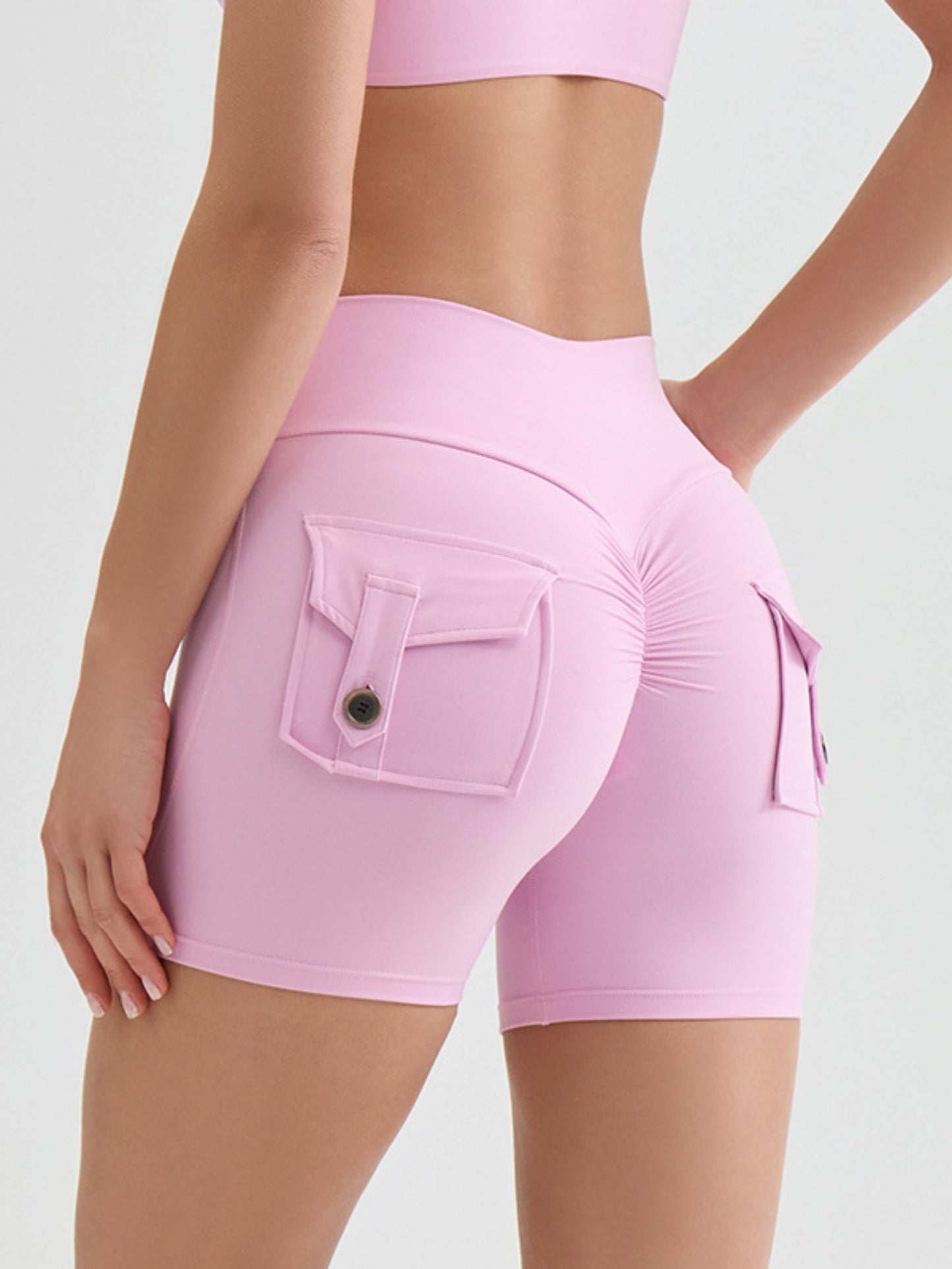Bare-feel Pocket High-waisted, Tummy-flattening, And Butt-lifting Yoga Shorts