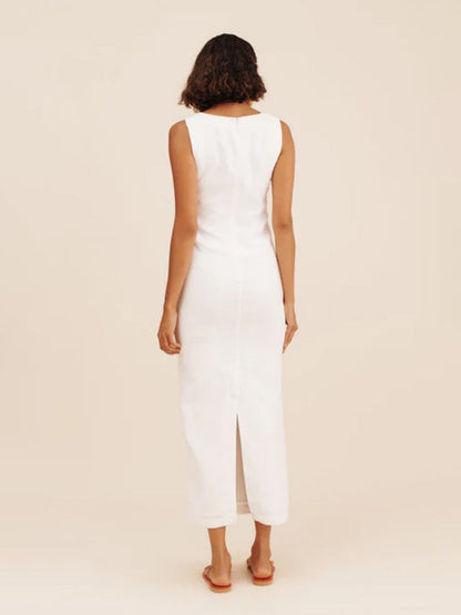 Square Collar Cotton And Linen Camisoles Leisure Temperament Maxi Dresses