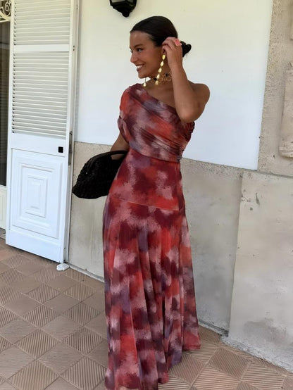 Vacation-style One-shoulder Fitted Long Dress