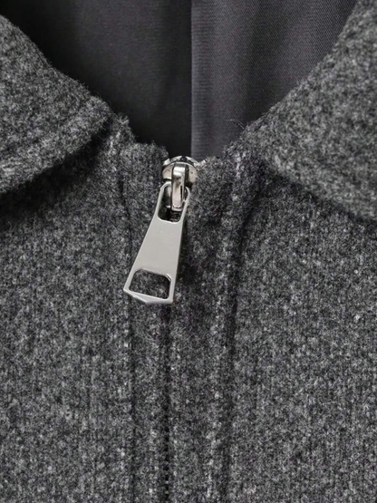 Autumn Minimalist Wool Blend Zip Lapel Jacket