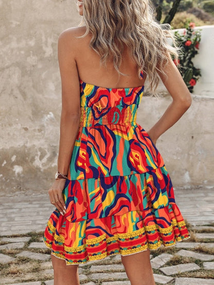 Sexy Off-shoulder Halter Neck Short Dress