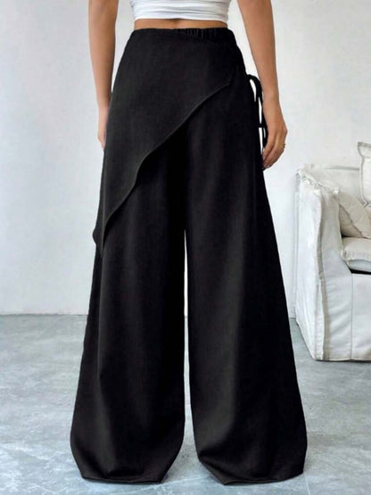 Button-up Slimming Wide-leg Trousers