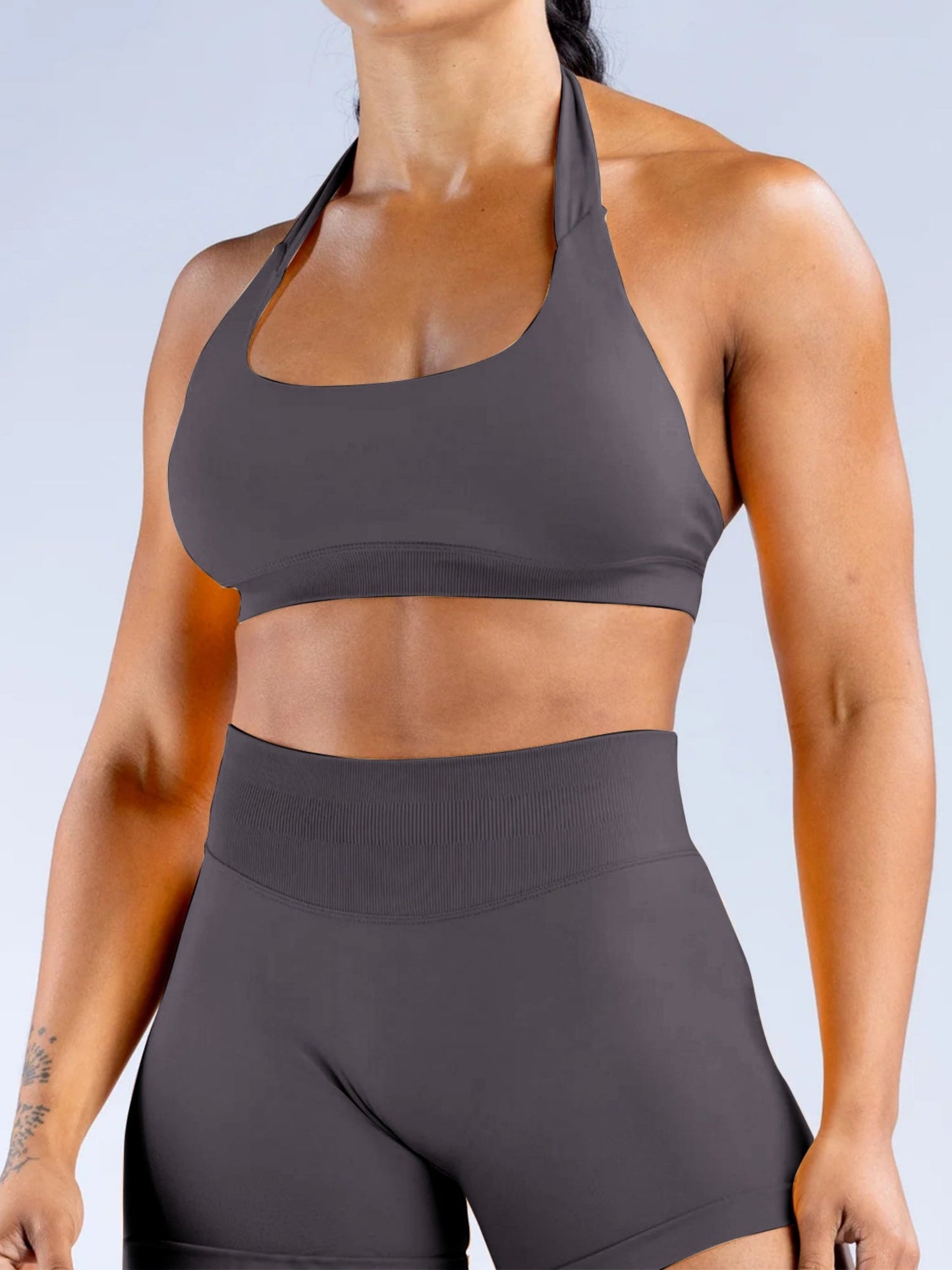 Seamless With Breast Pads Pleated Exercise Yoga Halter Bra Vest