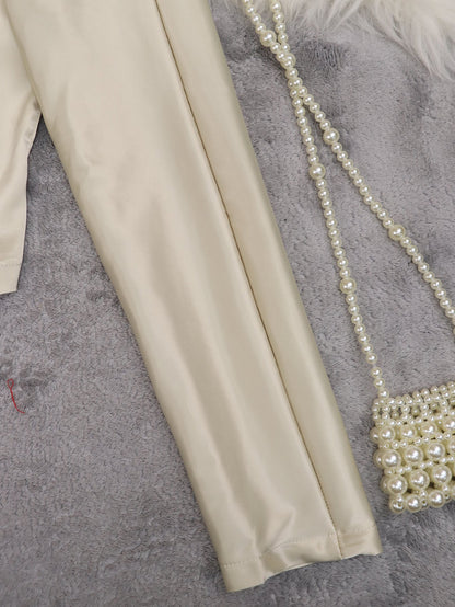 V-neck Long Sleeve Side Straps Silk Chiffon Blouse