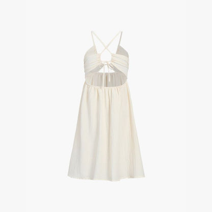 Halter V-Neck Ruched Cutout High Slit Maxi Dress