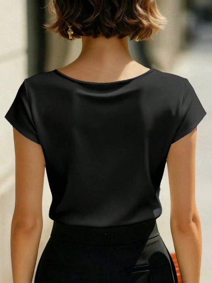 Slim Fit Crossover V-Neck Short Sleeve T-Shirt