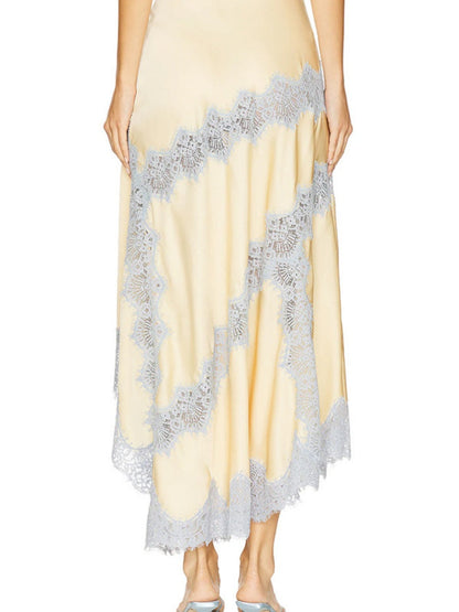 Lace Stitching Camisole Top Irregular Patchwork Skirt Set 2-piece Sets