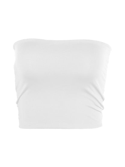 Plain Short Style Navel Exposed Bandeau Top