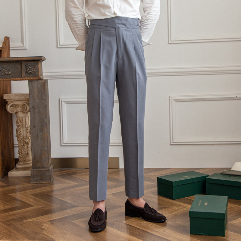 High Waist Pleated Trousers | Gurkha Closure | Maison Collection