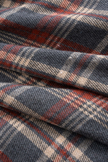 Retro Plaid Print Button Long-Sleeve Shirt