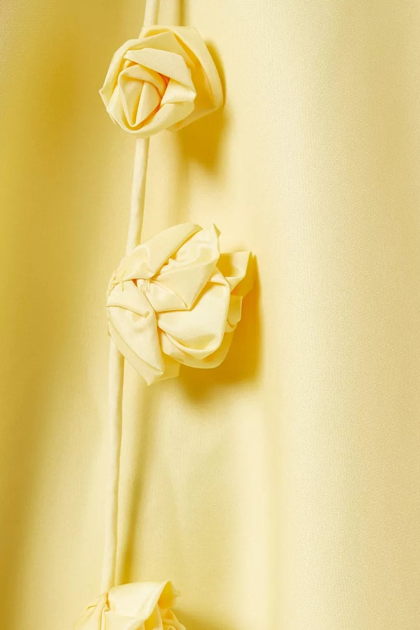 Square Back Spaghetti Strap 3D Rosette Applique A-Line Mini Dress