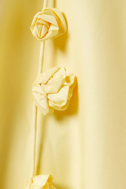 Square Back Spaghetti Strap 3D Rosette Applique A-Line Mini Dress