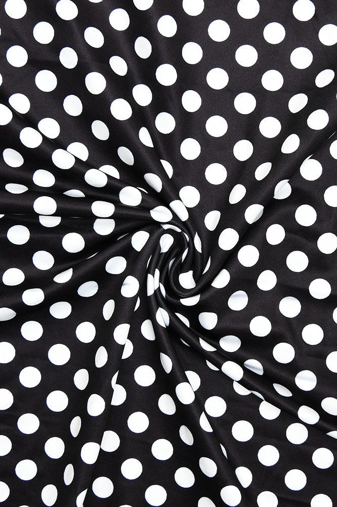 Polka Dot Print Halter Off-Shoulder Bardot Bodycon Midi Dress