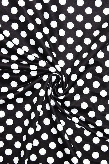 Polka Dot Print Halter Off-Shoulder Bardot Bodycon Midi Dress