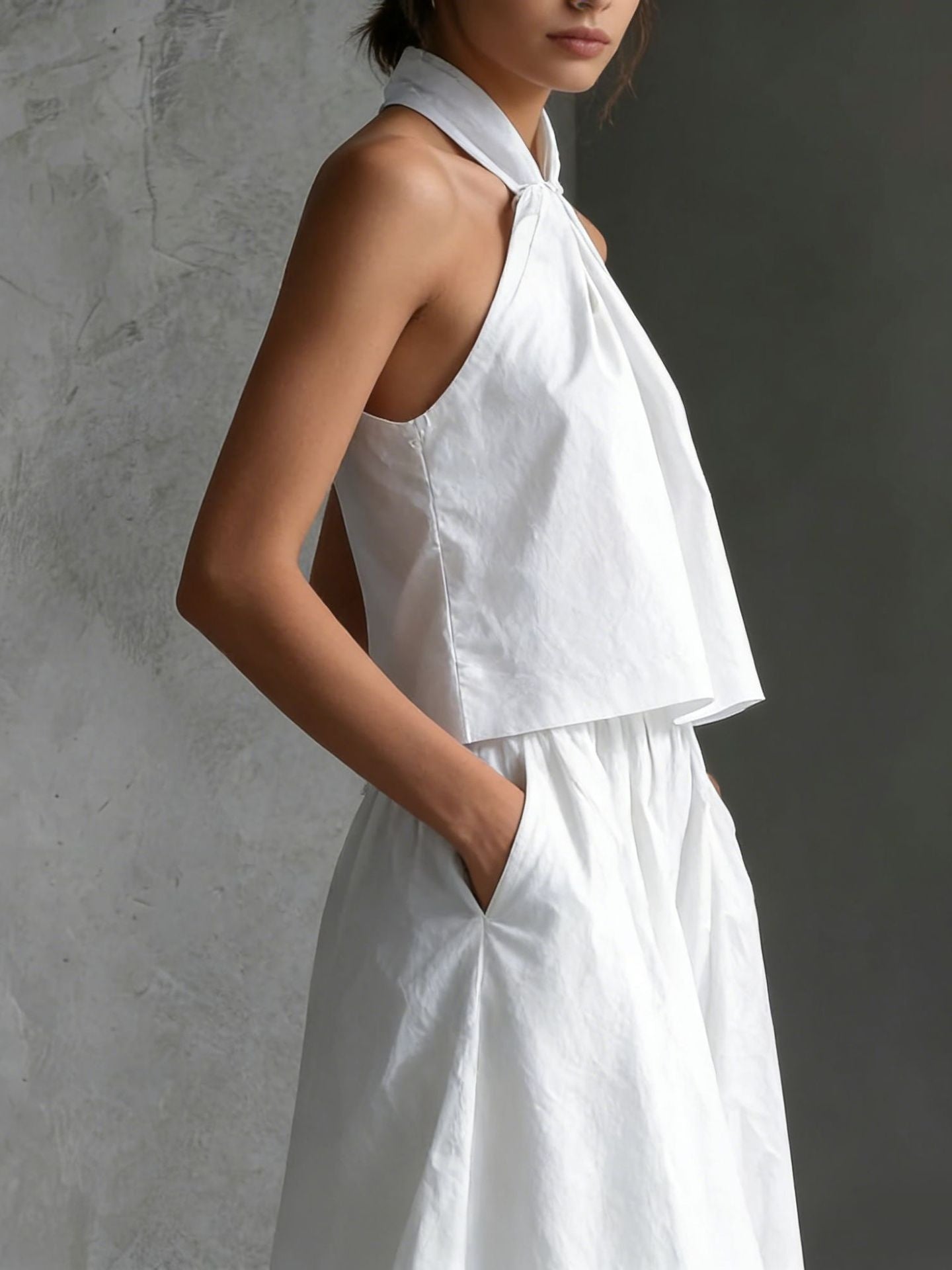 Loose Sleeveless Top And High-waisted Wide-leg Pants Two-piece Set