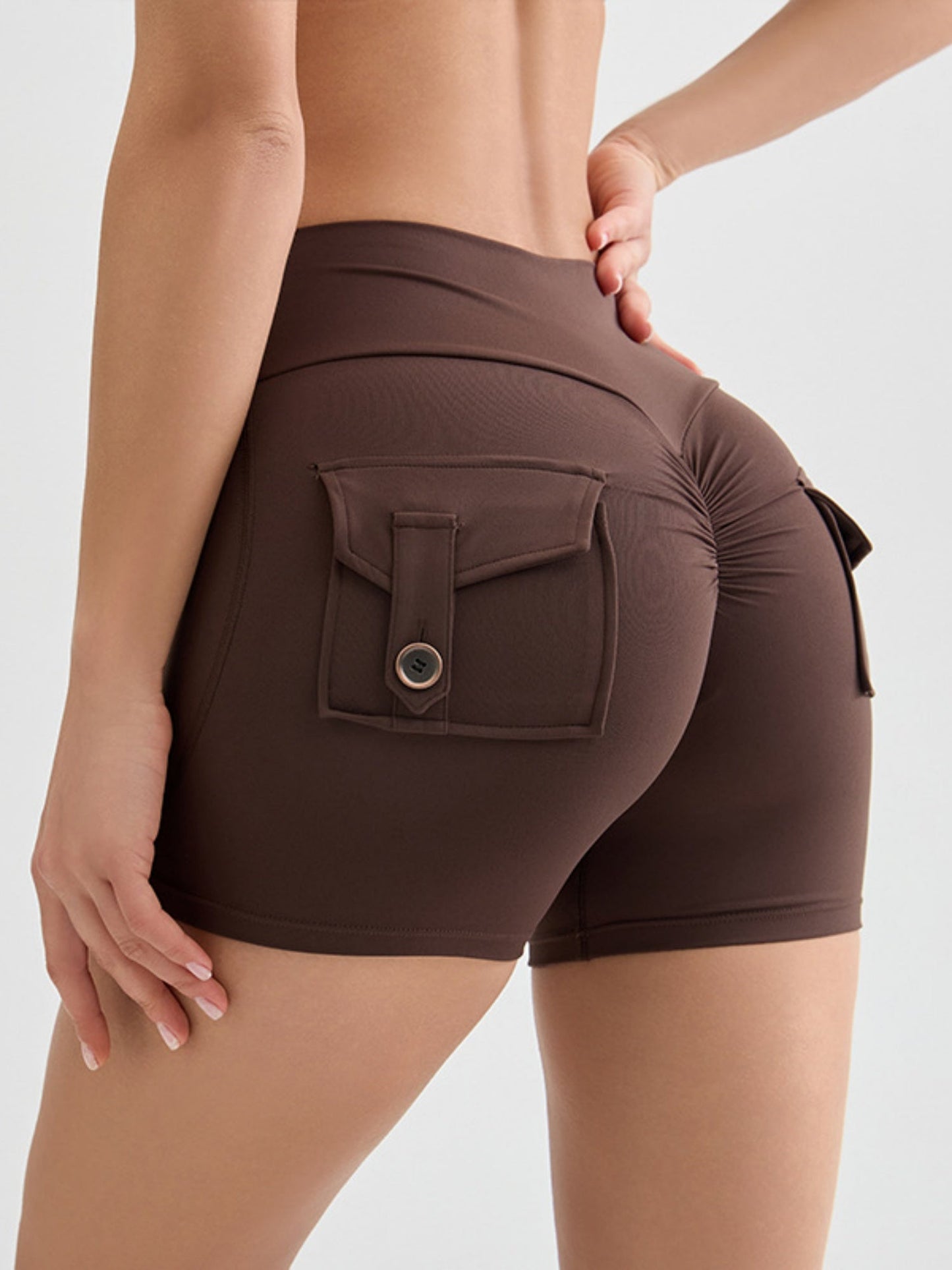 Bare-feel Pocket High-waisted, Tummy-flattening, And Butt-lifting Yoga Shorts