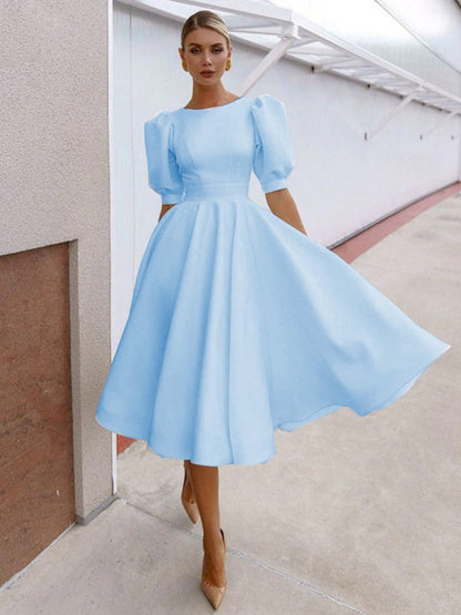 Big Swing Short Sleeve Solid Color Grace Midi Dresses